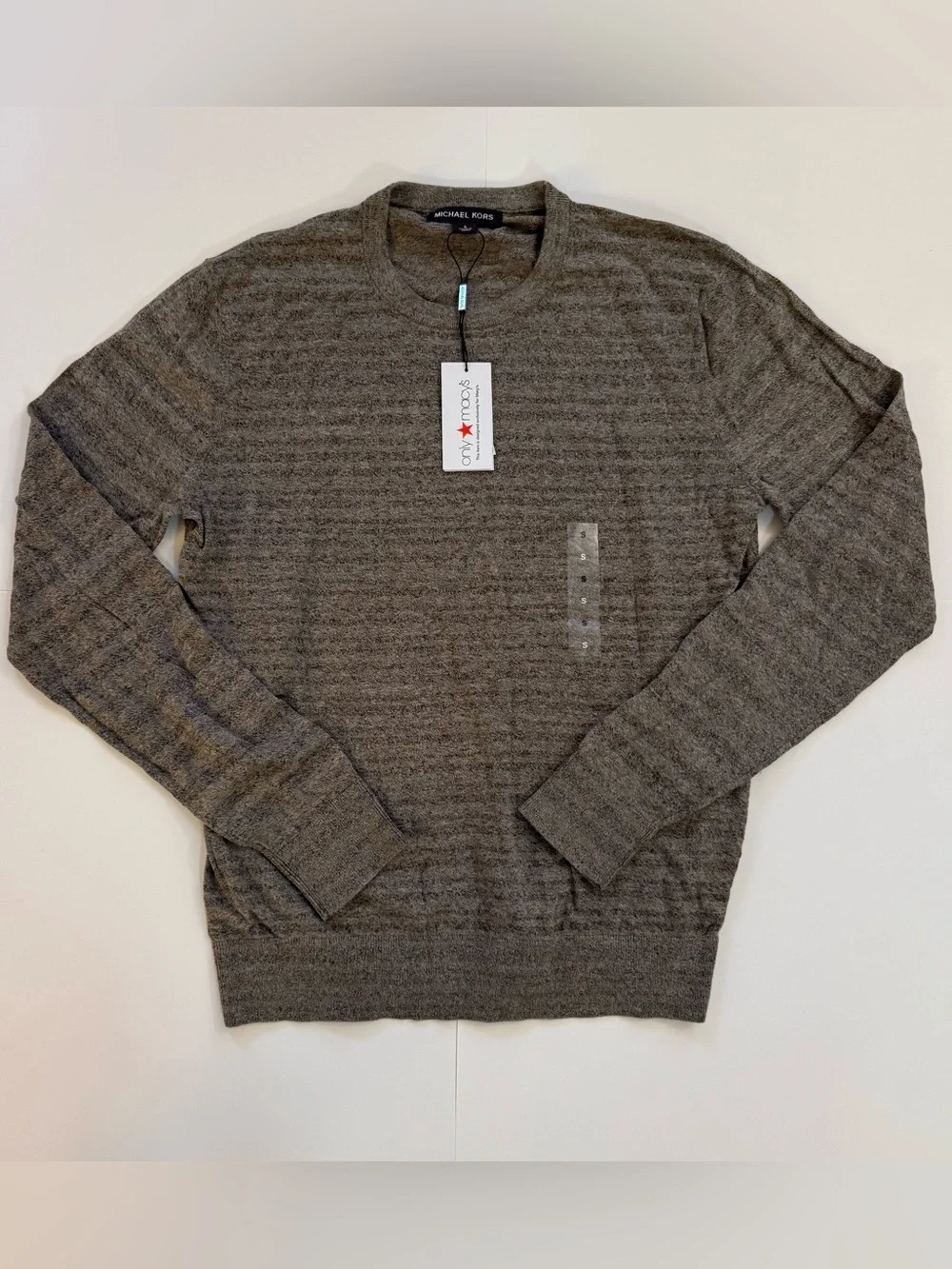 NWT Michael Kors Men's Tri-Color Knit Cotton Crewneck Sweater Size S - Picture 1 of 6